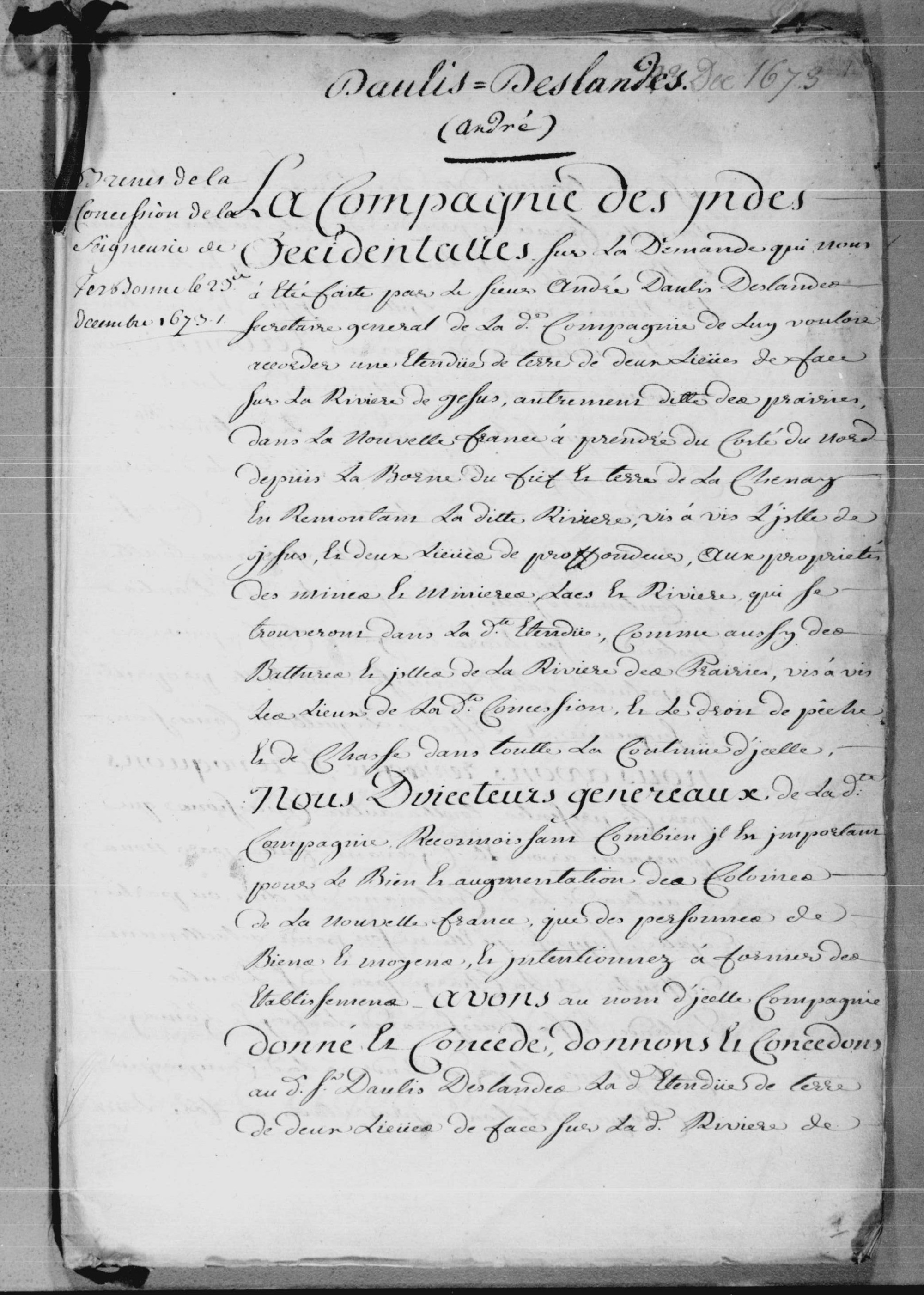 André Daulier Deslandes, 1er seigneur